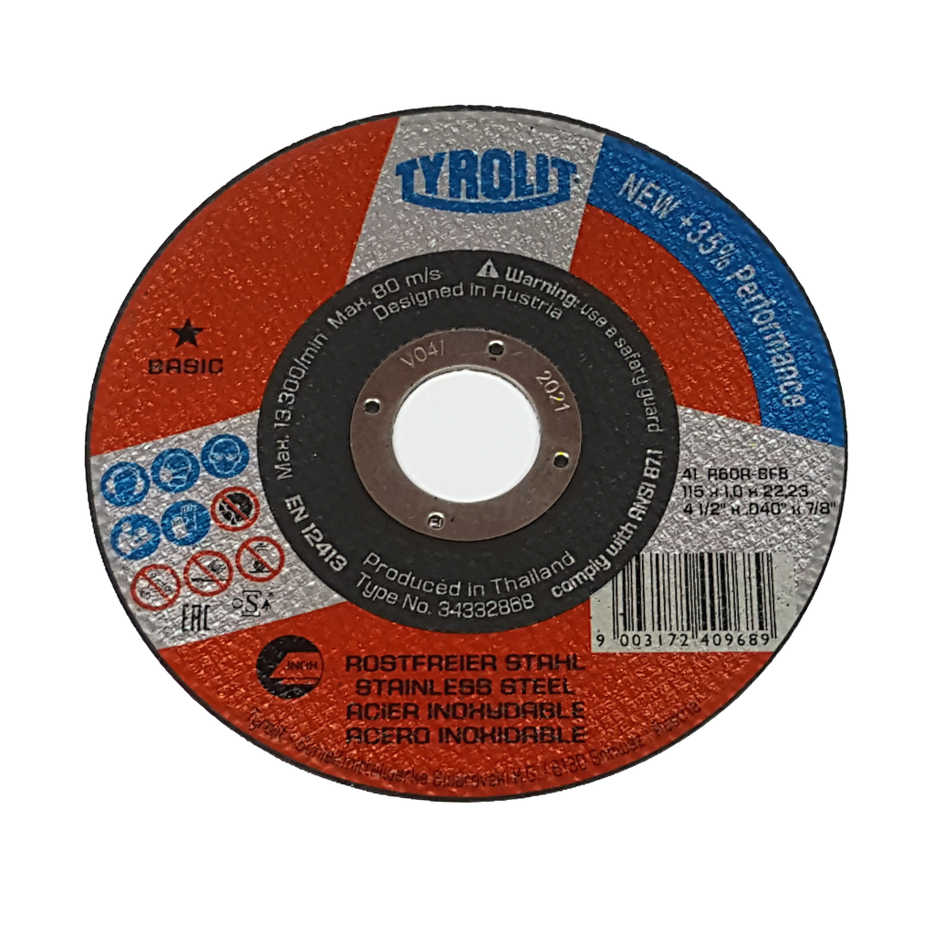 10 X 115mm 4.5" Super-Thin Cutting Discs 115 X 1 X 22.23mm (4.5" X 3/64" X 7/8")