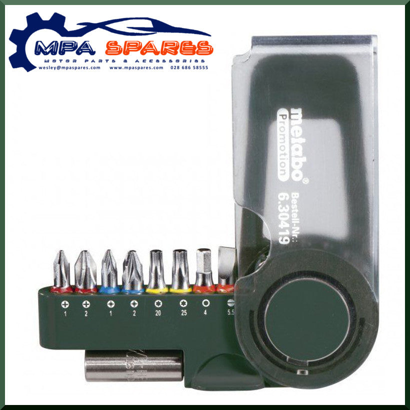 Metabo 9 Piece Chrome Vanadium Bit Set - Ph1; Ph2; Pz1; Pz2; H4; T20; T25; Sl5.5 - MPA Spares