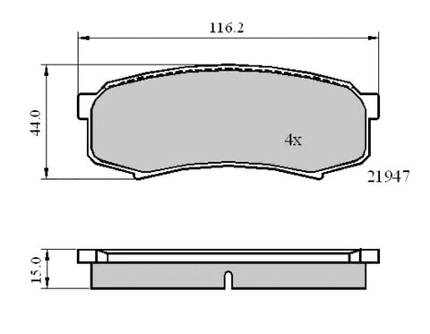 Rear Brake Pads Pajero 06->,Land Cruiser 88-> ADB0404 PAD822 MDB1696