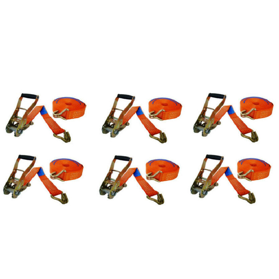 Ratchet Straps X6; Various Sizes 50mm X 8Mtr; 50mm X 10Mtr; 50mm X 12Mtr