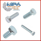 M20 Hexagonal Set Screw - Full Thread Bolt 40mm-100mm Ht Metric Bzp Steel - MPA Spares