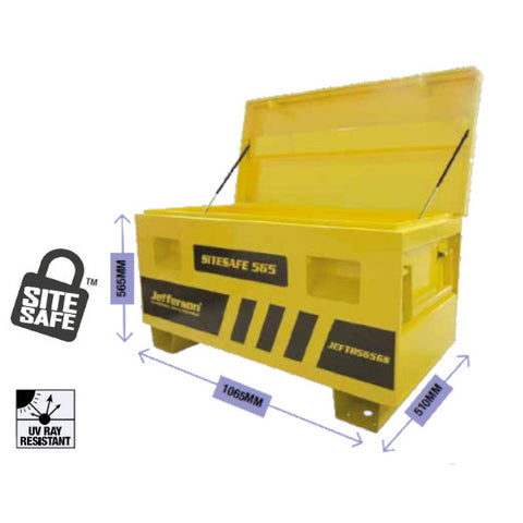 Jefferson 565mm Site Safe Truck Box - Steel Chest with Sheilded Locking Points