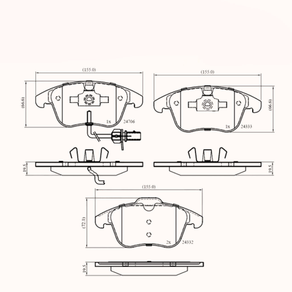 Rear Brake Pads Audi A4 07->, Vw Passat 08 -> ADB11591 PAD1651 MDB2952