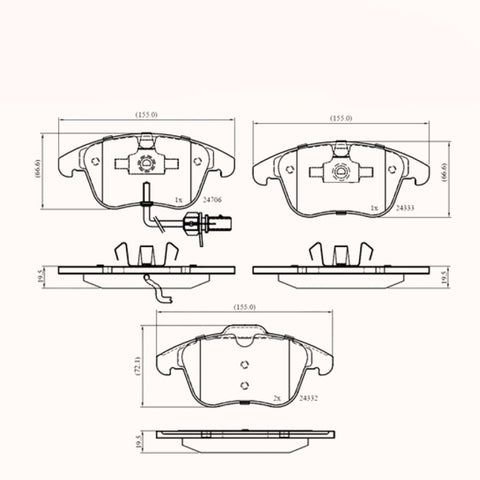 Rear Brake Pads Audi A4 07->, Vw Passat 08 -> ADB11591 PAD1651 MDB2952