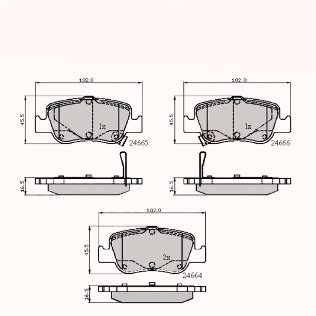 Rear Brake Pads Toyota Auris 06->, Corolla 07 -> PAD1674 MDB2924 ADB31572