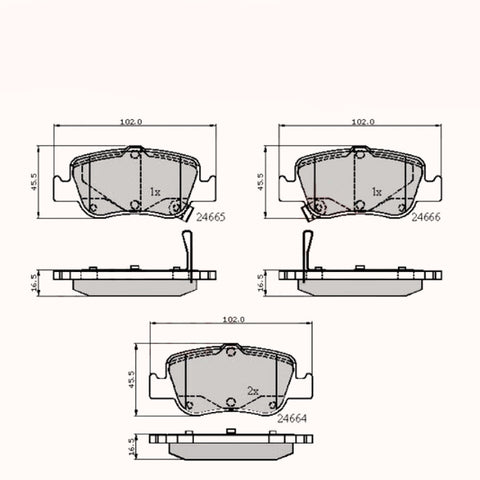 Rear Brake Pads Toyota Auris 06->, Corolla 07 -> PAD1674 MDB2924 ADB31572