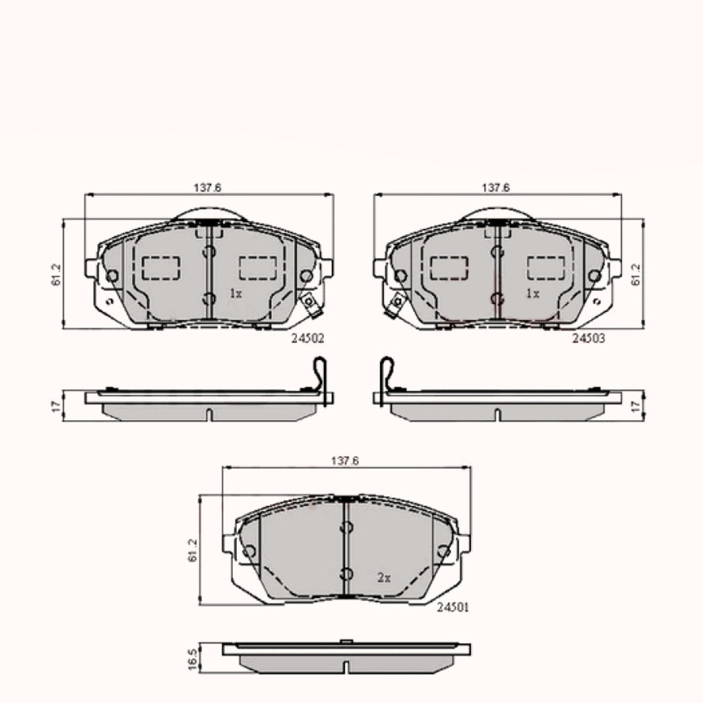 Front Brake Pads Hyundai Ix35 10->, I40 11-> ADB31768 PAD1617 MDB2865