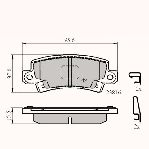 Rear Brake Pads Toyota Corolla 00->07 - ADB3942 PAD1243 MDB2596